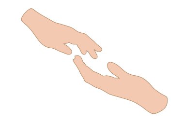 Başka bir eli tutan elin vektör çizimi. Aile sembolü, bakım, güvenlik, koruma, yardım.