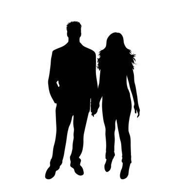 Beyaz arka planda çift silueti. Çiftin sembolü, karı koca.