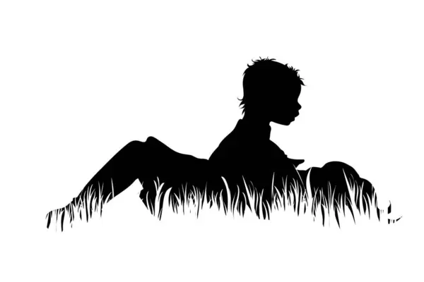 Boy growing up to Man silhouettes Stock Illustration