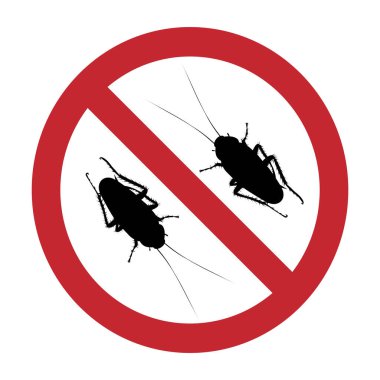 Beyaz arka planda hamamböceği izi olmayan vektör silueti. Sinir bozucu böceği durdurma sembolü.