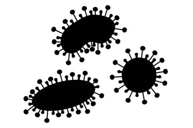 Beyaz arka planda virüsün vektör illüstrasyonu. Hastalık ve koronavirüsün sembolü..