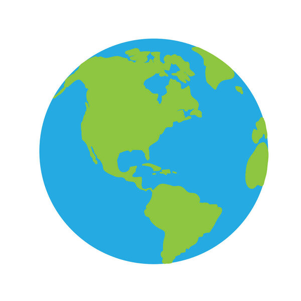 Vector illustration of world on white background. Symbol of green planet.
