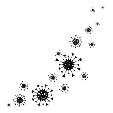 Beyaz arka planda virüsün vektör illüstrasyonu. Hastalık ve koronavirüsün sembolü..