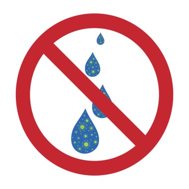 Beyaz zemin üzerindeki bakteriler tarafından su damlasının kirlenmemesinin vektör çizimi. Hastalık ve sağlık sembolü.