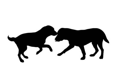 Beyaz arka planda köpeğin vektör silueti. Hayvanın sembolü.