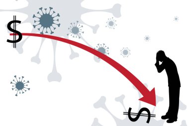 Coronavirus 'un neden olduğu ekonomik krizin temsili iş adamı sembolü..