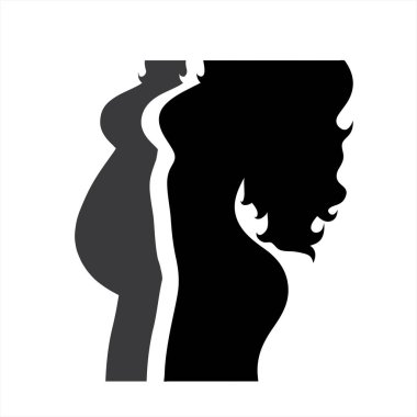 Şişman ve zayıf kadının vektör silueti. Gövdenin sembolü.