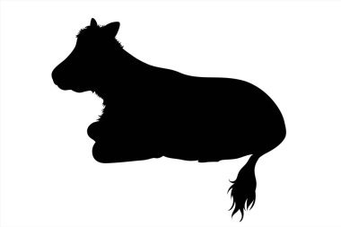 Beyaz arka planda ineğin vektör silueti. Çiftlik hayvanlarının sembolü.