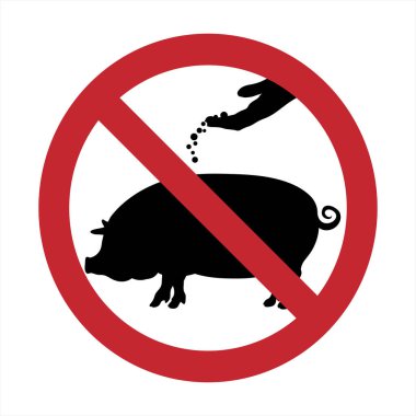 Beyaz arka planda domuz izi bırakmamanın vektör silueti. Hayvanlarla yasağın sembolü.