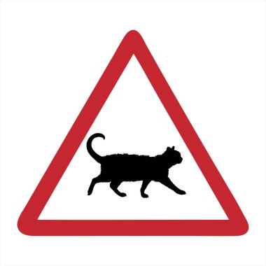 Beyaz arka planda kedisi olan dikkat çekici bir siluet. Ev hayvanlarının sembolü.