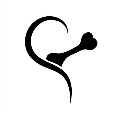 Kalbin, köpeğe kemikle gösterimi. Evcil hayvan, alışveriş ve hayvan sevgisi sembolü.