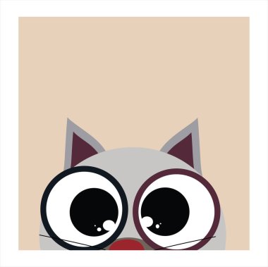 Çizgi filmdeki röntgenci kedinin vektör çizimi. Evcil hayvanın sembolü.