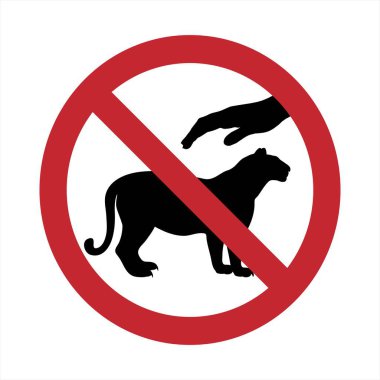 Beyaz arka plandaki kaplan izine dokunmayın. Yasaklamanın sembolü.