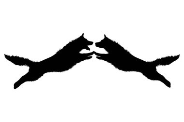 Beyaz arka planda Germam Shepherd 'ın vektör silueti. Köpek ve evcil hayvanın sembolü.