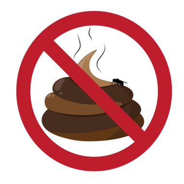 Köpek kakası yasağı sembolünün vektör çizimi. Dışkı simgesi.