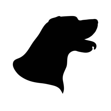 Labrador Retriever 'ın beyaz arka plandaki vektör silueti. Evcil hayvan ve köpeğin sembolü.
