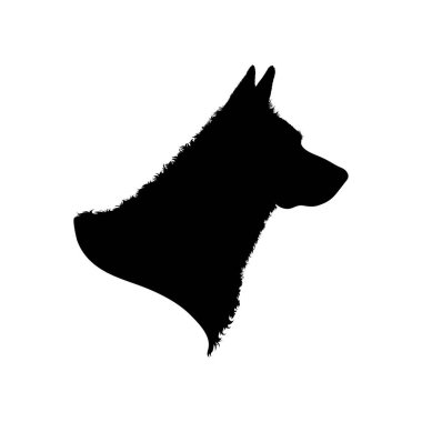 Beyaz arka planda Alman çoban köpeğinin silueti. Evcil hayvan ve köpeğin sembolü.