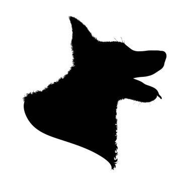 Beyaz arka planda Alman çoban köpeğinin silueti. Evcil hayvan ve köpeğin sembolü.