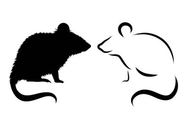 Beyaz arka planda birkaç tane fare çizimi var. Kemirgen ve baş belasının sembolü.