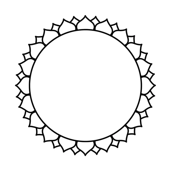 Conception Bordure Florale Géométrique Ronde Simple Noir Blanc — Image vectorielle