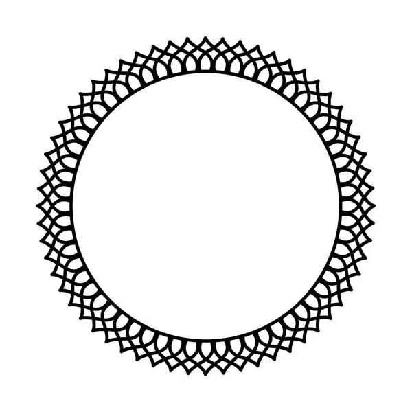Diseño Marco Borde Floral Geométrico Redondo Sencillo Blanco Negro — Vector de stock