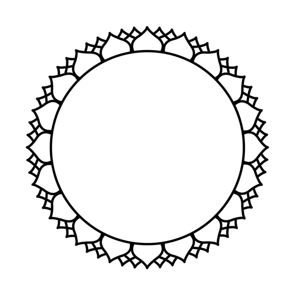 Runde Geometrische Florale Rahmengestaltung Einfach Schwarz Weiß — Stockvektor