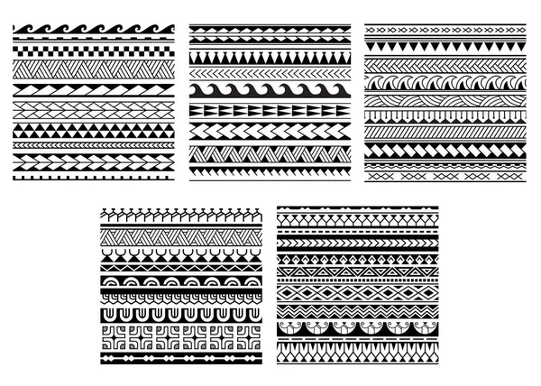 Set Vettore Modello Etnico Senza Soluzione Continuità Bracciale Ornamentale Stile — Vettoriale Stock