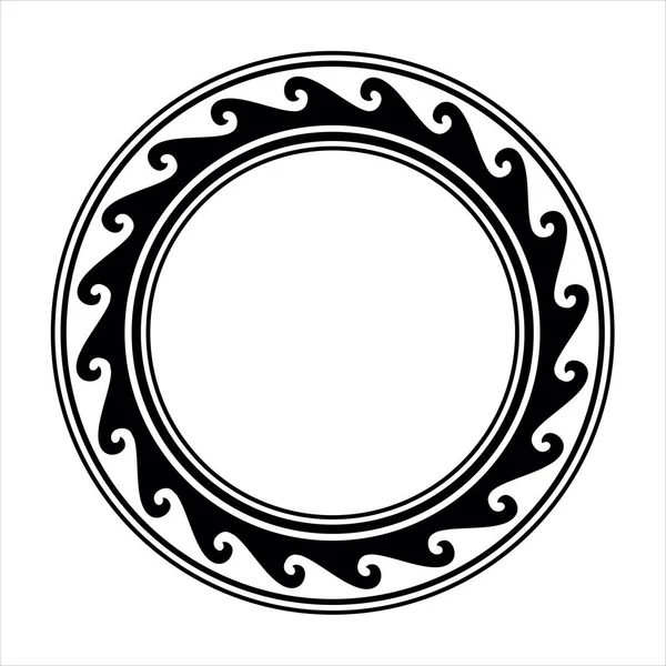 Cadre Bordure Vague Ronde Maori Design Noir Blanc — Image vectorielle