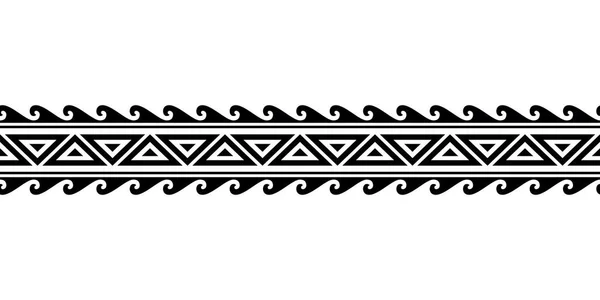 Bracelet Maori Tatouage Polynésien Vecteur Motif Sans Couture Manches Tribales — Image vectorielle