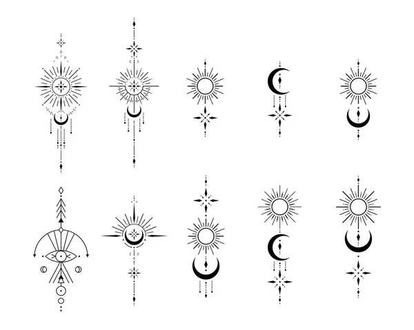 Векторный Набор Сакральных Геометрических Символов Белом Фоне Коллекция Мистических Знаков — стоковый вектор