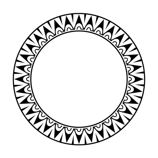 Στρογγυλή Γεωμετρική Στρογγυλή Κορνίζα Μαορί Μαύρο Και Άσπρο — Διανυσματικό Αρχείο