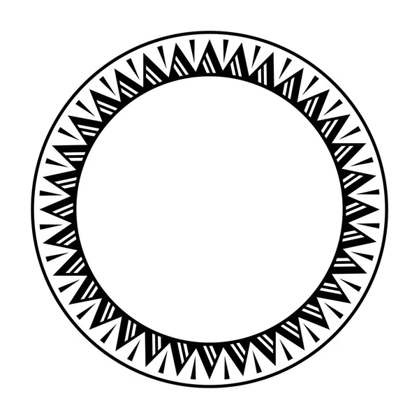 Στρογγυλή Γεωμετρική Στρογγυλή Κορνίζα Μαορί Μαύρο Και Άσπρο — Διανυσματικό Αρχείο
