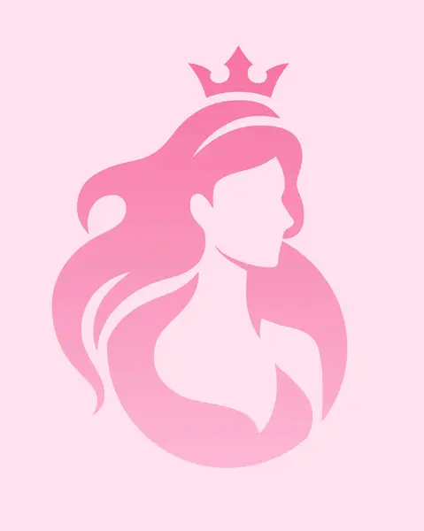 Logotipo Luxo Elegante Barbie Rosa Com Rosto Bonito Jovem Mulher — Vetor de Stock