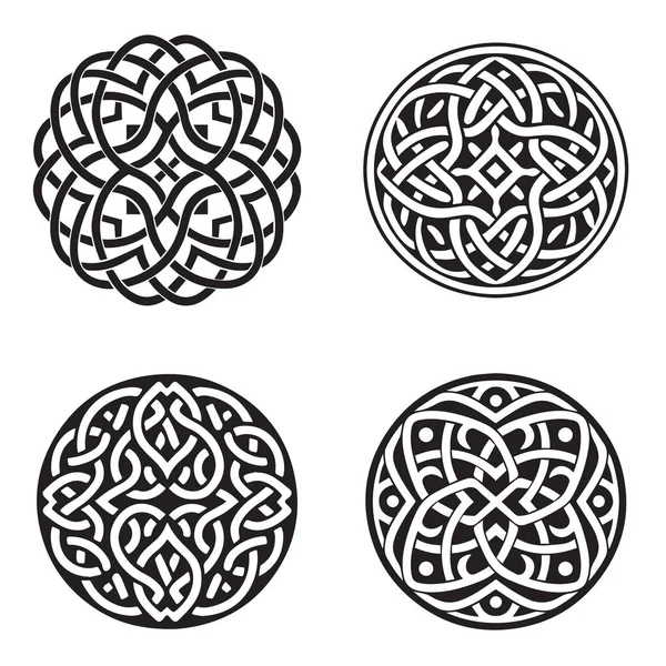 Ornement Celtique Circulaire Mandala Rond Ensemble Tatouage Collection Style Viking — Image vectorielle