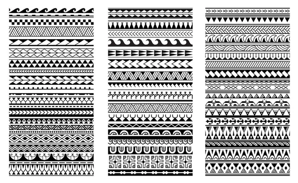 Conjunto Pulseras Tatuaje Polinesias Maoríes Borde Manga Tribal Sin Costuras Ilustraciones De Stock Sin Royalties Gratis