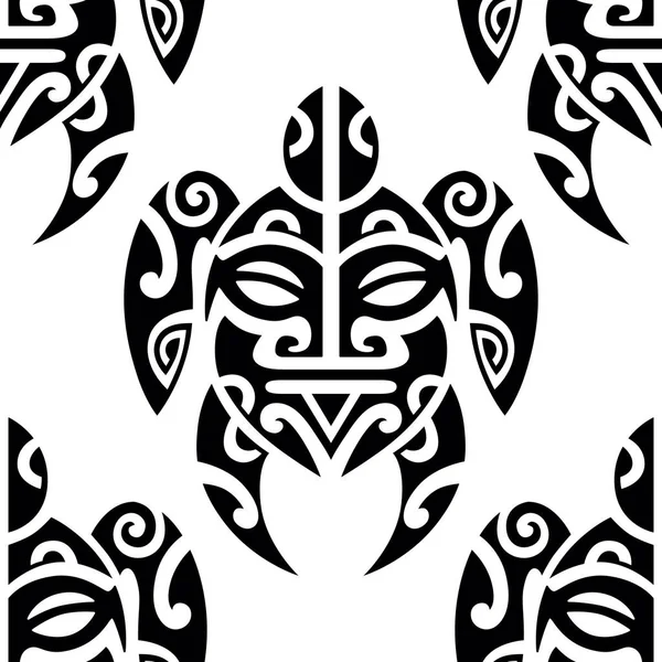 Seamless Pattern Sea Turtles Marine Life Maori Pattern Stylish Background Ilustración De Stock