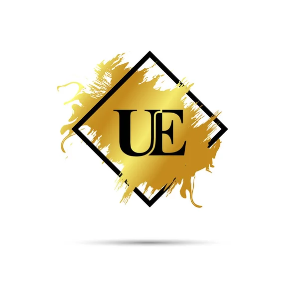ゴールドUeロゴのシンボルベクトルアートデザイン — ストックベクタ
