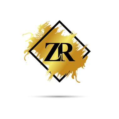 Altın ZR logo sembolü vektör sanat tasarımı