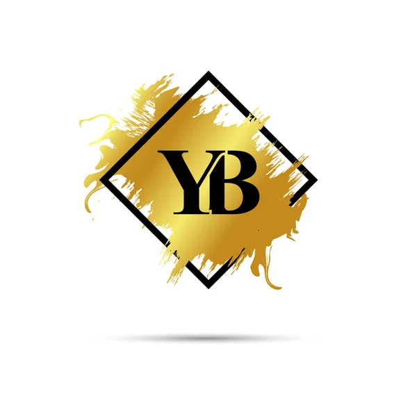 ゴールドYbのロゴのシンボルベクトルアートデザイン — ストックベクタ