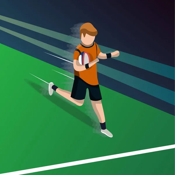 Rugby Personnage Action Vecteur Art Design — Image vectorielle