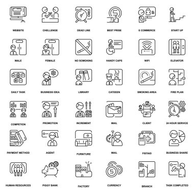 Satır iş simgeleri set vektörü