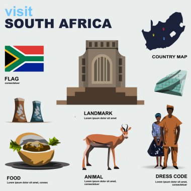 Güney Afrika ülkesinin ayrıntılı vektör illüstrasyonu