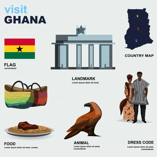 ガーナ国の詳細ベクトル図 — ストックベクタ
