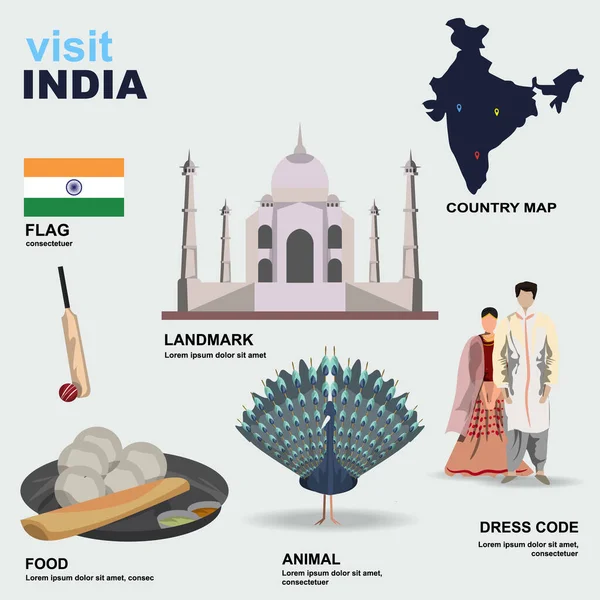 India Paese Dettaglio Vettoriale Illustrazione — Vettoriale Stock