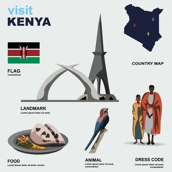 Kenya Land Detalj Vektor Illustration — Stock vektor