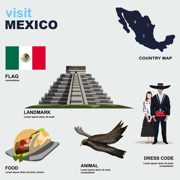Messico Paese Dettaglio Vettoriale Illustrazione — Vettoriale Stock