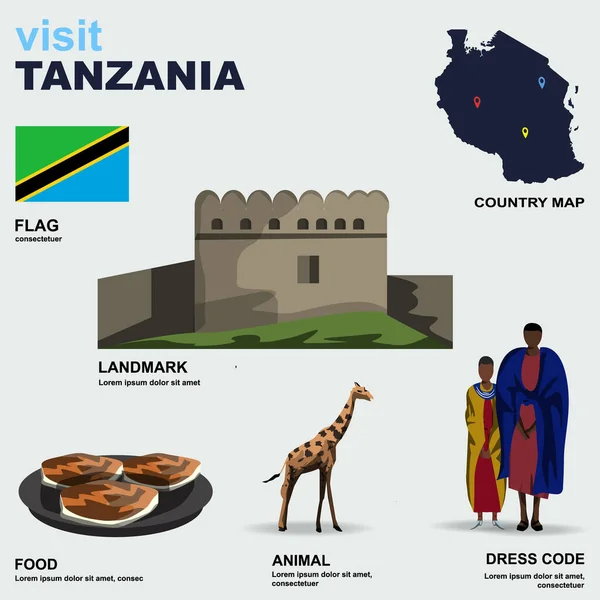 Tanzania Land Detalj Vektor Illustration — Stock vektor