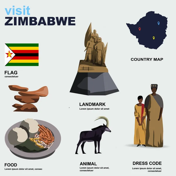 Zimbabwe Land Detalj Vektor Illustration — Stock vektor