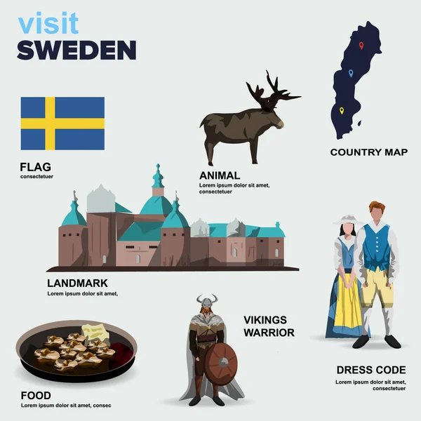 Suède Pays Détail Vectoriel Illustration — Image vectorielle