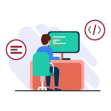 Hero Working vector art illustration